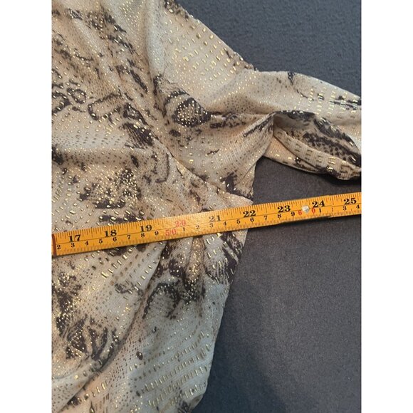 A.Z.I. Snake‎ Print Glitter Drape Blouse L Stretch Metallic Party Top - Picture 8 of 9